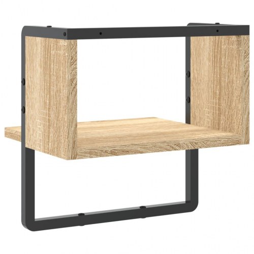 Væghylde med stang 30x25x30 cm sonoma-eg