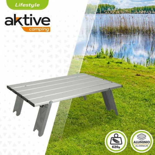 Aktive sammenklappeligt campingbord i aluminium, sølv - 40 x 13 x 28,5 cm (4 stk.)