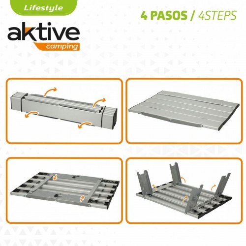 Aktive sammenklappeligt campingbord i aluminium, sølv - 40 x 13 x 28,5 cm (4 stk.)