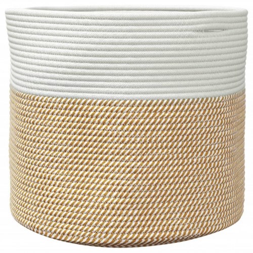 Opbevaringskurv Ø40 x 35 cm - brun og hvid