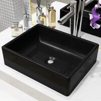 Håndvask keramik rektangulær sort 41 x 30 x 12 cm