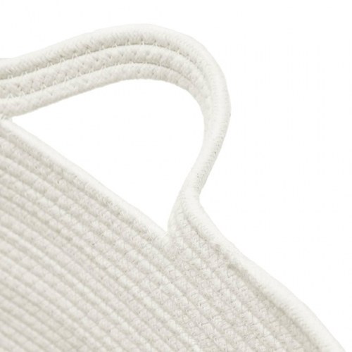Vasketøjskurv Ø60 × 36 cm i bomuldsreb - beige/hvid