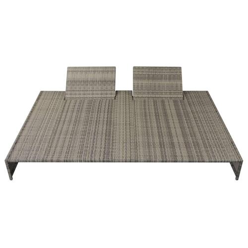 Dobbelt solseng med hynde polyrattan grå