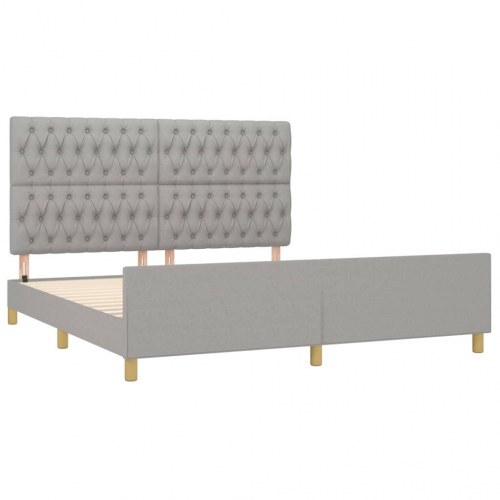 Sengeramme med sengegavl 180x200 cm - stof, lysegrå