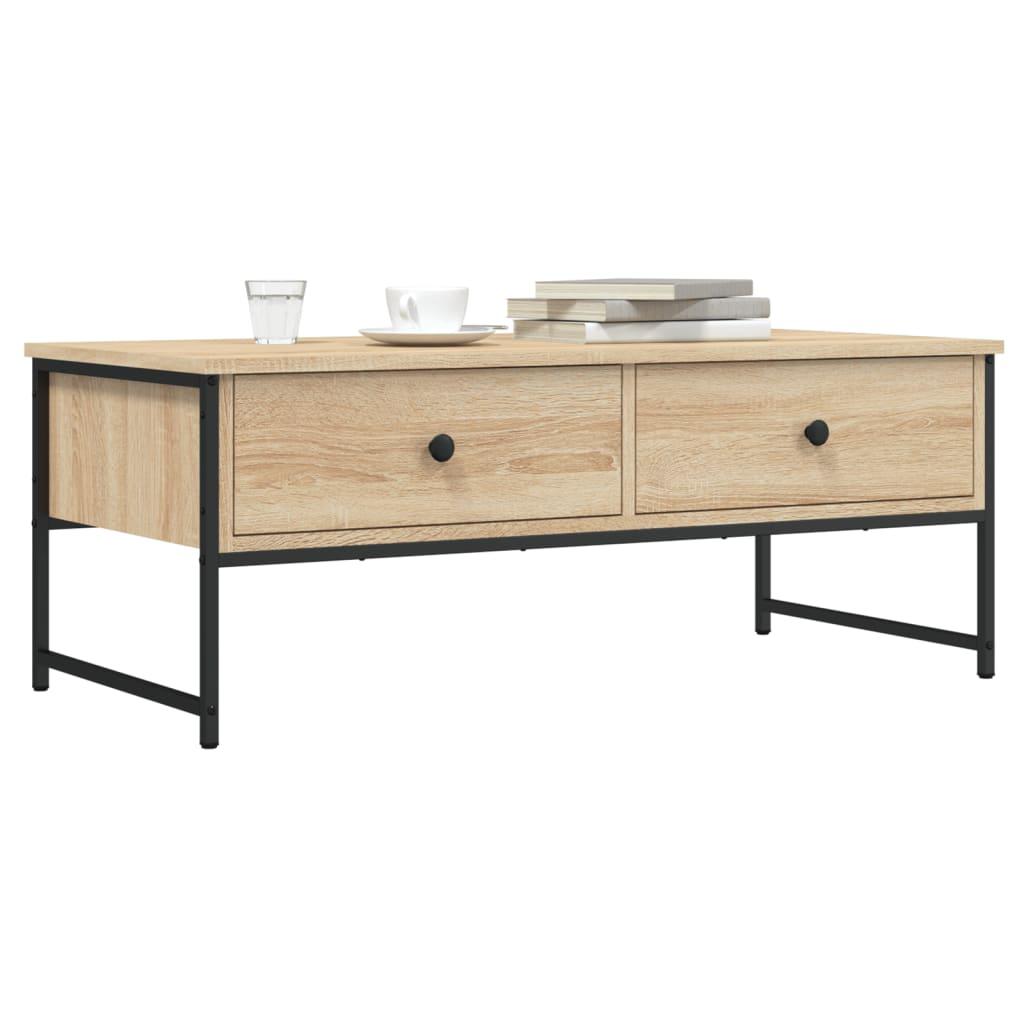 Sofabord 101x49x39,5 cm konstrueret træ sonoma-eg