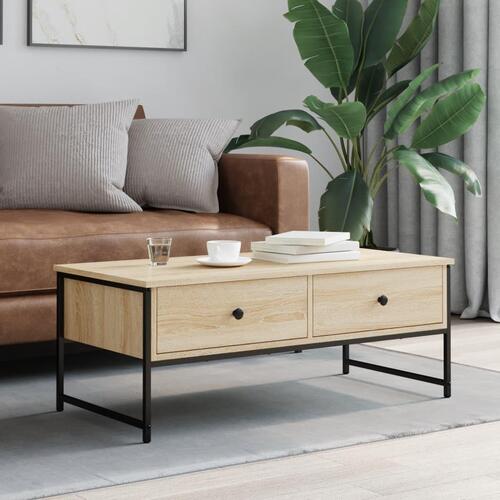 Sofabord 101x49x39,5 cm konstrueret træ sonoma-eg