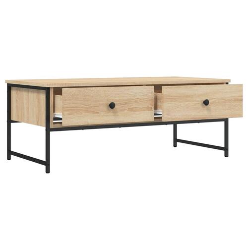 Sofabord 101x49x39,5 cm konstrueret træ sonoma-eg