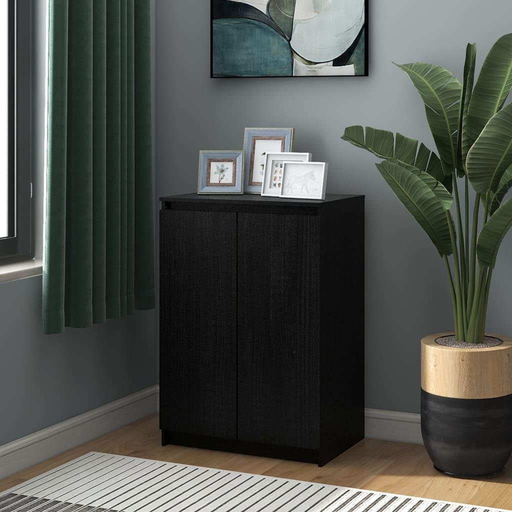 Skænk 60x36x84 cm massivt fyrretræ sort