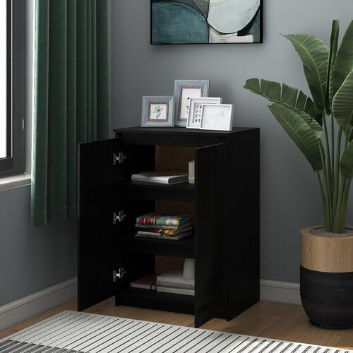 Skænk 60x36x84 cm massivt fyrretræ sort