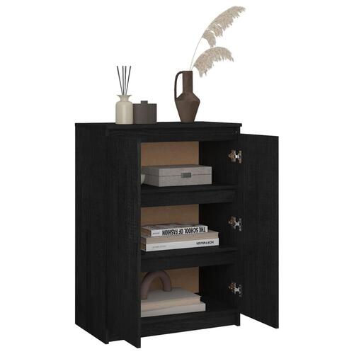 Skænk 60x36x84 cm massivt fyrretræ sort