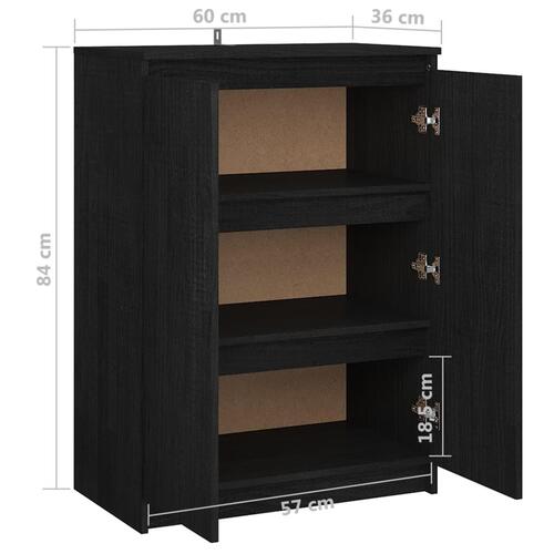 Skænk 60x36x84 cm massivt fyrretræ sort