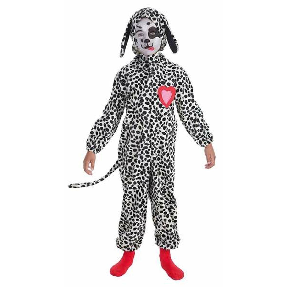 Dalmatiner kostume til børn 7-9 år - jumpsuit med hætte (2 dele)