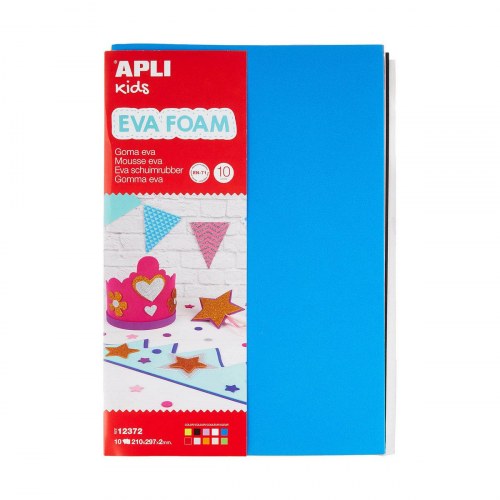 Apli Kids EVA-skum A4 - 10 ark, hvid/gul/multifarver