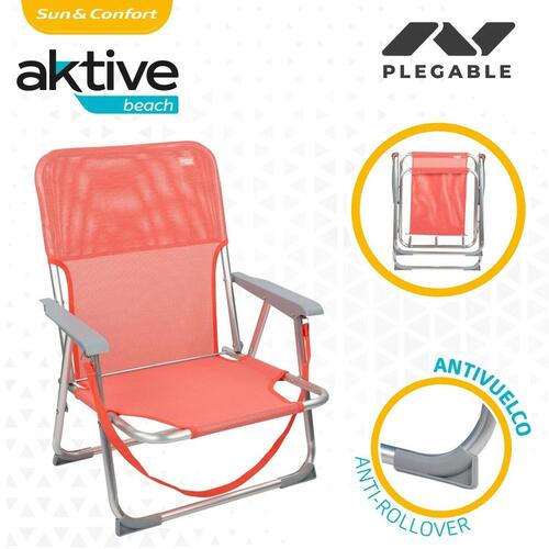 Polstrede Campingstol Aktive Flamingo Koral 44 x 72 x 35 cm (4 enheder)