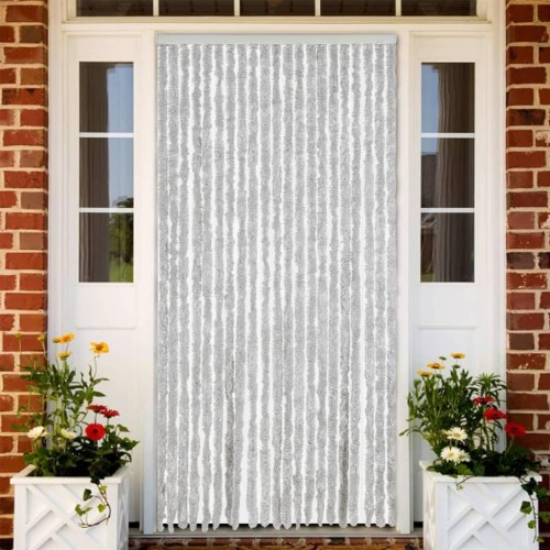 Flueforhæng 90×220 cm i chenille - grå insektgardin
