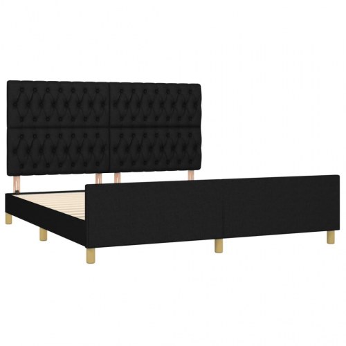 Sengeramme 180×200 cm med justerbar sengegavl - stof, sort