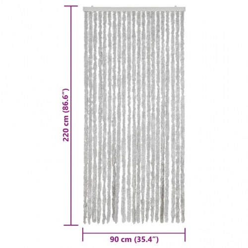 Flueforhæng 90×220 cm i chenille - grå insektgardin