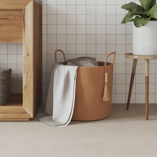 Opbevaringskurv med kvast Ø40 x 35 cm - brun