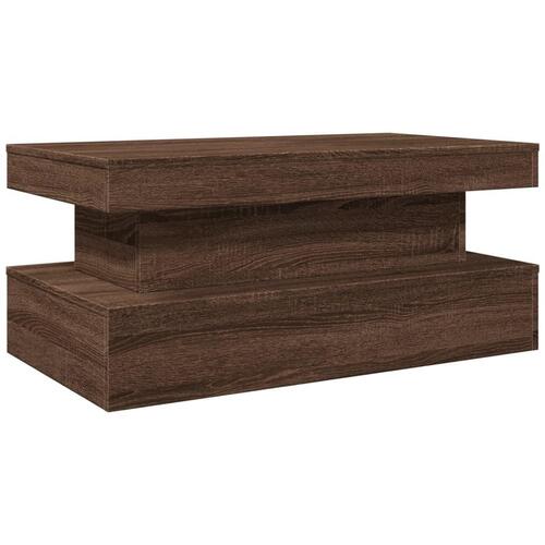 Sofabord med LED-lys 90x50x40 cm brun egetræsfarve