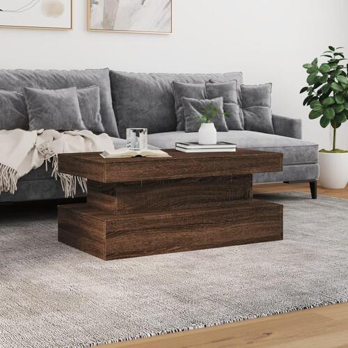 Sofabord med LED-lys 90x50x40 cm brun egetræsfarve