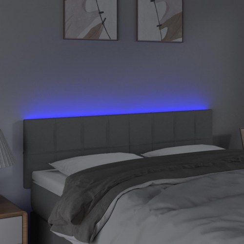 Sengegavl med LED-lys 144 x 5 x 78/88 cm - lysegrå