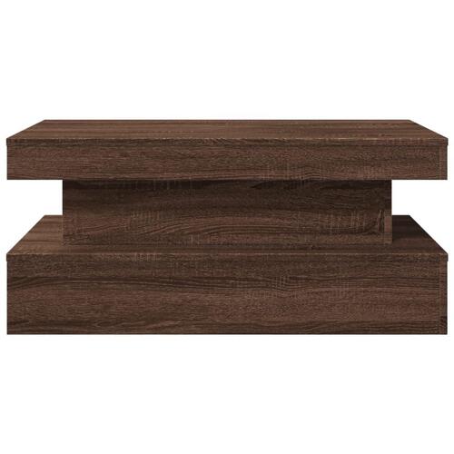 Sofabord med LED-lys 90x50x40 cm brun egetræsfarve