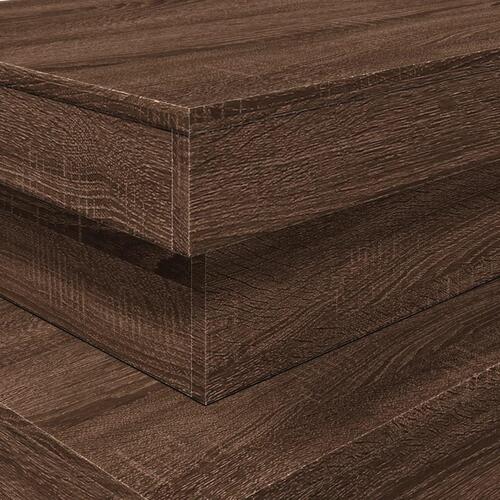 Sofabord med LED-lys 90x50x40 cm brun egetræsfarve