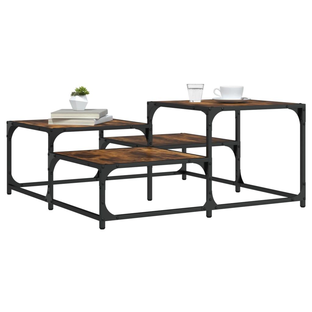 Sofabord 87,5X87,5X40 Cm Konstrueret Træ Etræsfarve - Røget eg / 87.5 x 87.5 x 40 cm