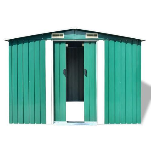 Opbevaringsskur til haven 257x205x178 cm metal grøn