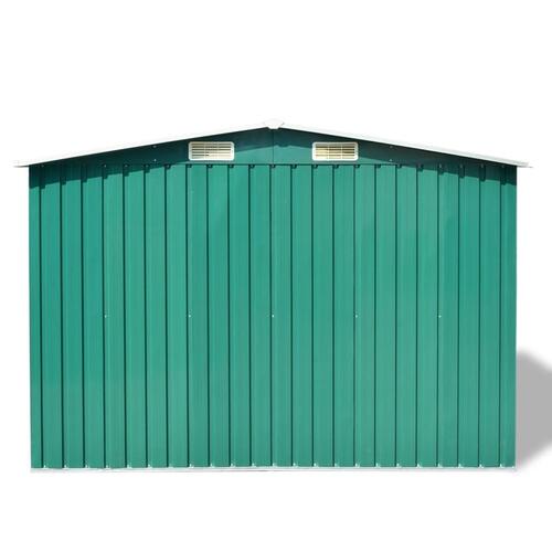 Opbevaringsskur til haven 257x205x178 cm metal grøn