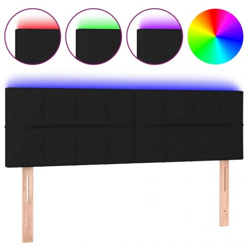 Sengegavl med LED-lys 144 x 5 x 78/88 cm - sort