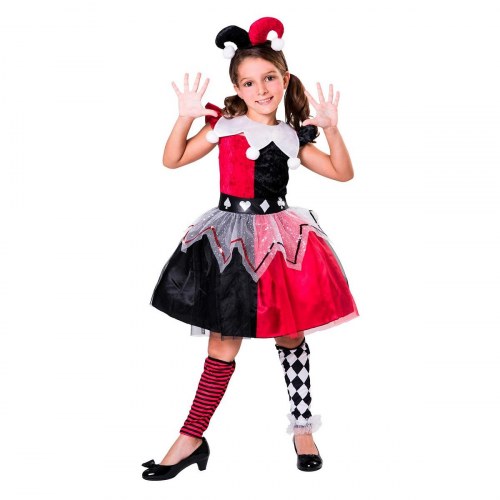 Harlekin børnekostume 5-6 år - rød
