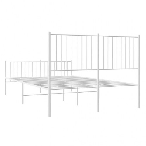 Sengeramme med sengegavl og fodgærde 135×190 cm - metal, hvid