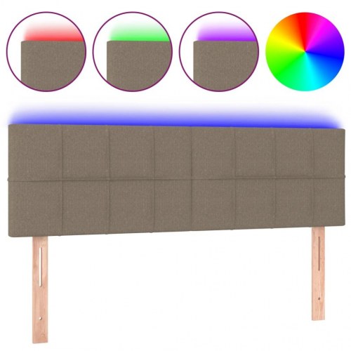 Sengegavl med LED-lys 144 x 5 x 78/88 cm - gråbrun
