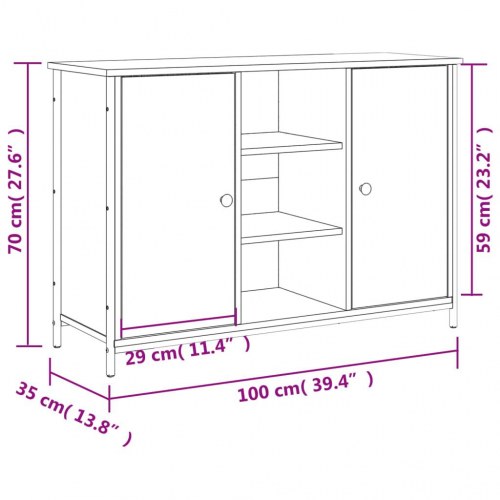 Skænk 100x35x70 cm konstrueret træ sort