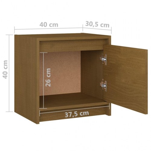 Sengeskabe 2 stk. 40x30,5x40 cm massivt fyrretræ honningbrun