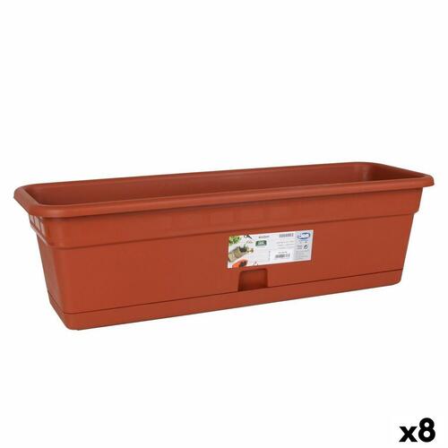 Planter med fad Dem Squares Rektangulær Brun 60 x 20 cm (8 enheder)