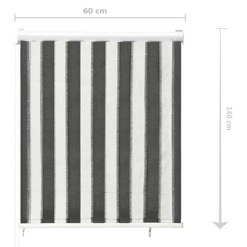 Udendørs rullegardin 60x140 cm antracitgrå og hvid stribet