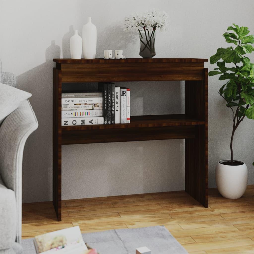 Konsolbord 80x30x80 cm konstrueret træ brun egetræsfarve