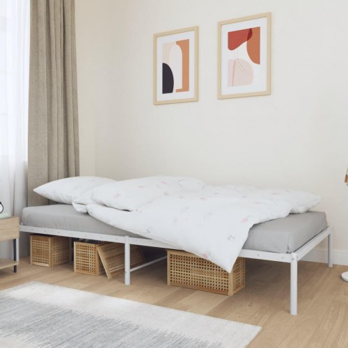 Sengeramme i metal 100x200 cm - hvid platformsseng