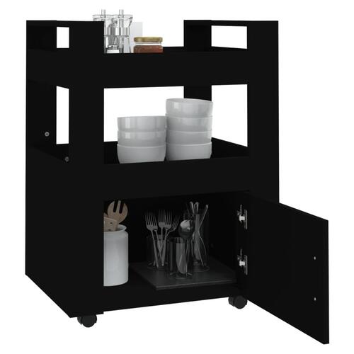 Køkkenvogn 60x45x80 cm konstrueret træ sort