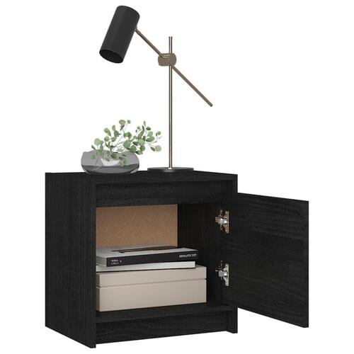 Sengeskabe 2 stk. 40x30,5x40 cm massivt fyrretræ sort