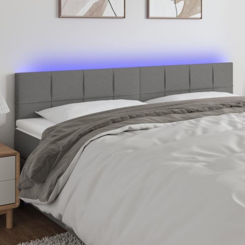 Sengegavl med LED-lys 160 x 5 x 78/88 cm - mørkegrå