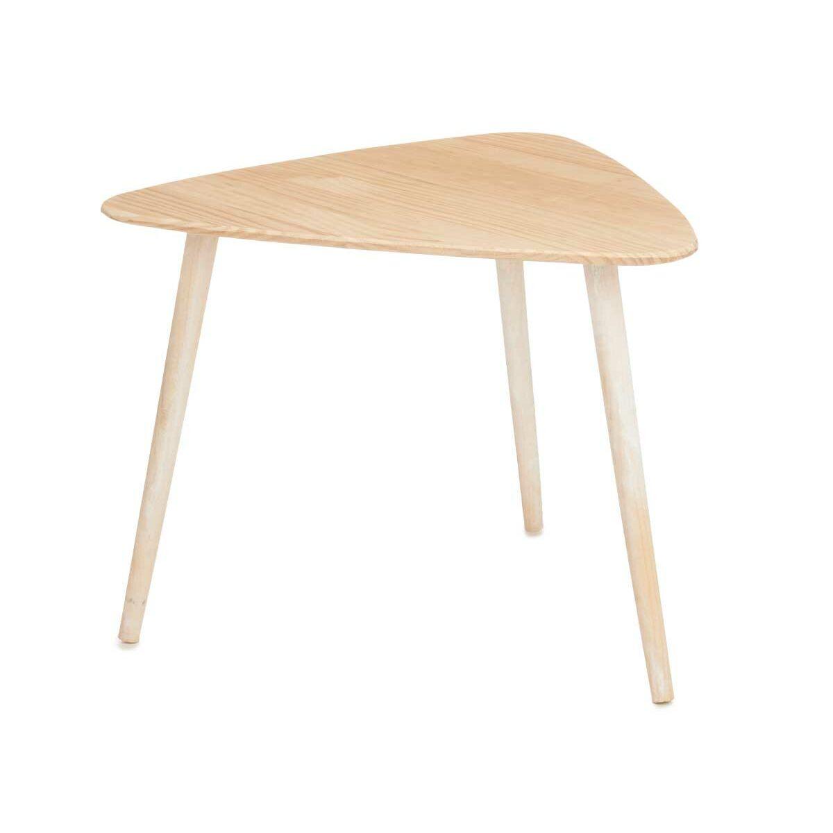 Sofabord i træ, trekantet - 60 × 48 × 64 cm (hvid/brun)