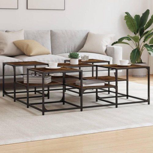Sofabord 121 × 121 × 40 cm i konstrueret træ - røget egetræsfarve