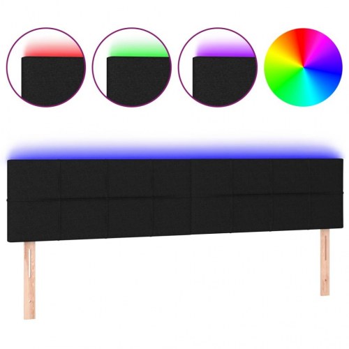 Sengegavl med LED-lys 160 x 5 x 78/88 cm - sort