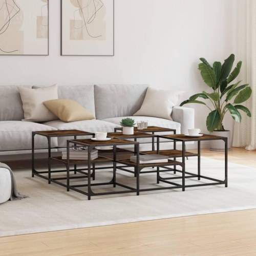 Sofabord 121 × 121 × 40 cm i konstrueret træ - røget egetræsfarve