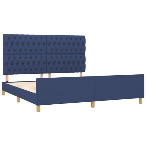 Sengeramme med sengegavl 180×200 cm - stof, blå