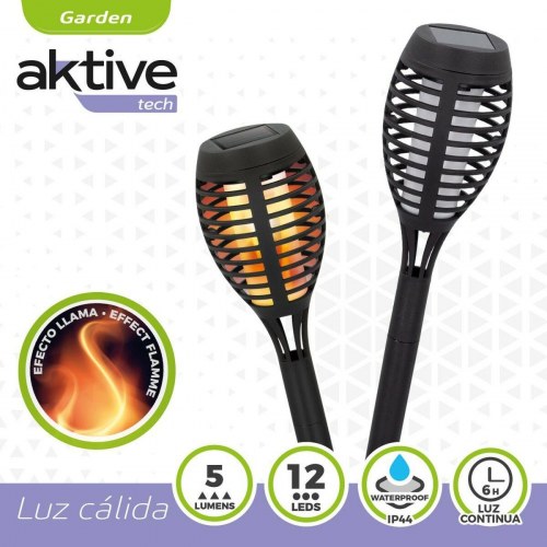 Aktive solcelle havelamper - sæt med 4 LED fakler, 7,5 × 50 cm