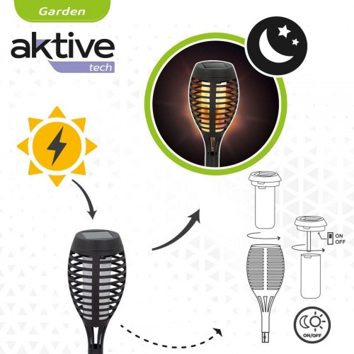 Aktive solcelle havelamper - sæt med 4 LED fakler, 7,5 × 50 cm